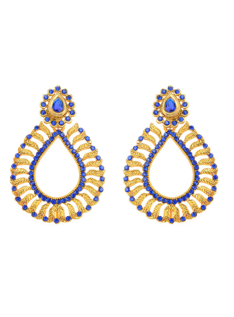 Blue Brass Austrian Diamond Earrings 90339