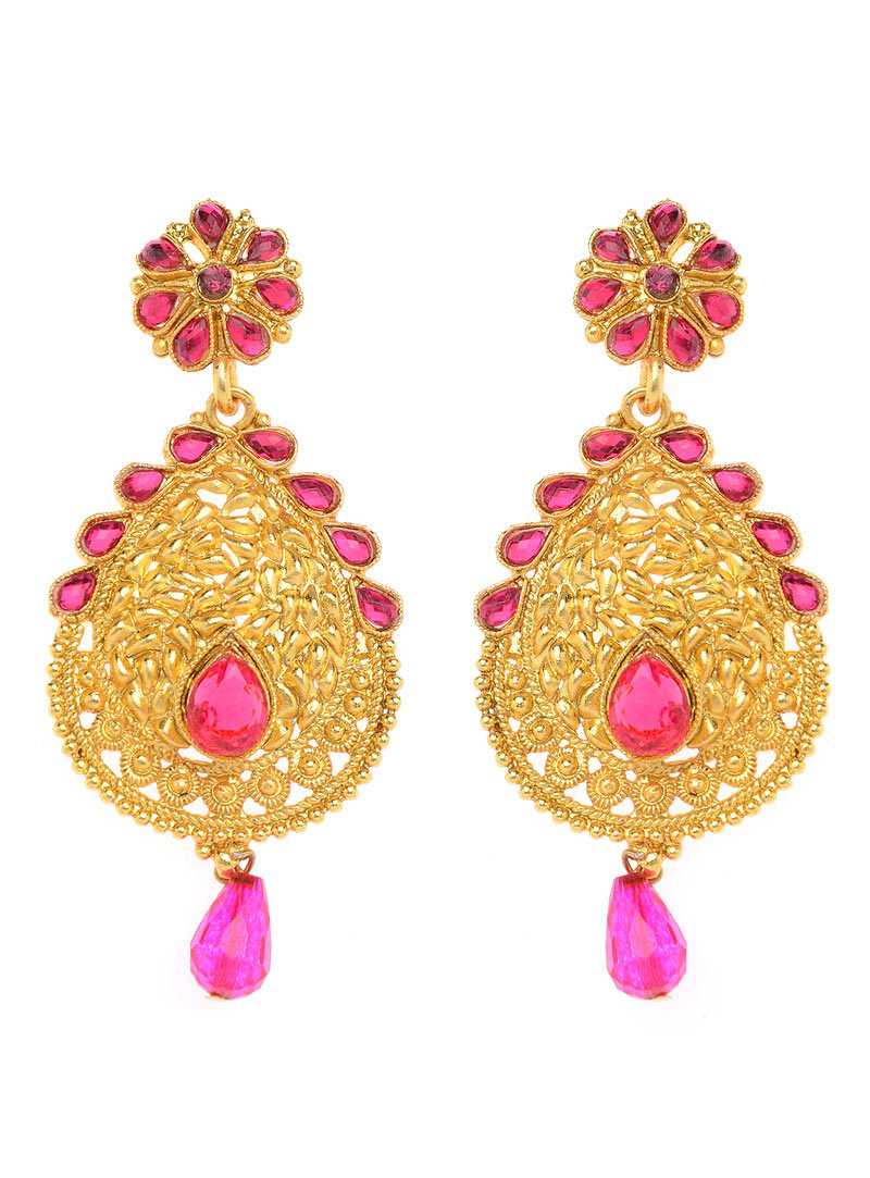 Pink Brass Austrian Diamond Earrings 90341