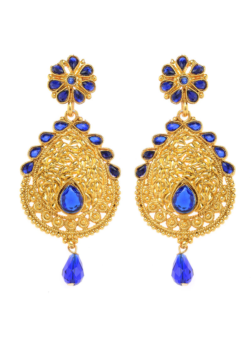 Blue Brass Austrian Diamond Earrings 90342