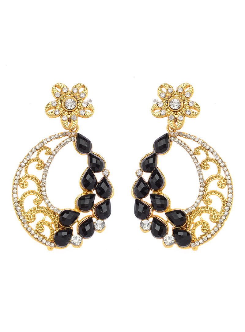 Black Brass Austrian Diamond Earrings 90345