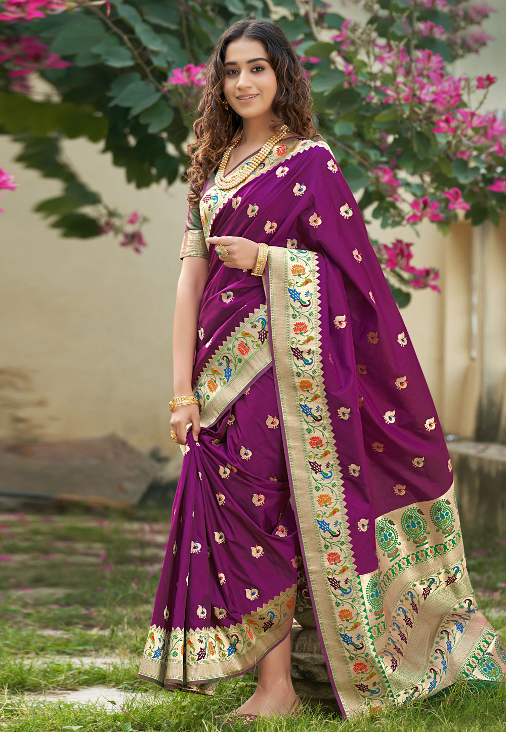 Purple Banarasi Silk Paithani Saree 242961