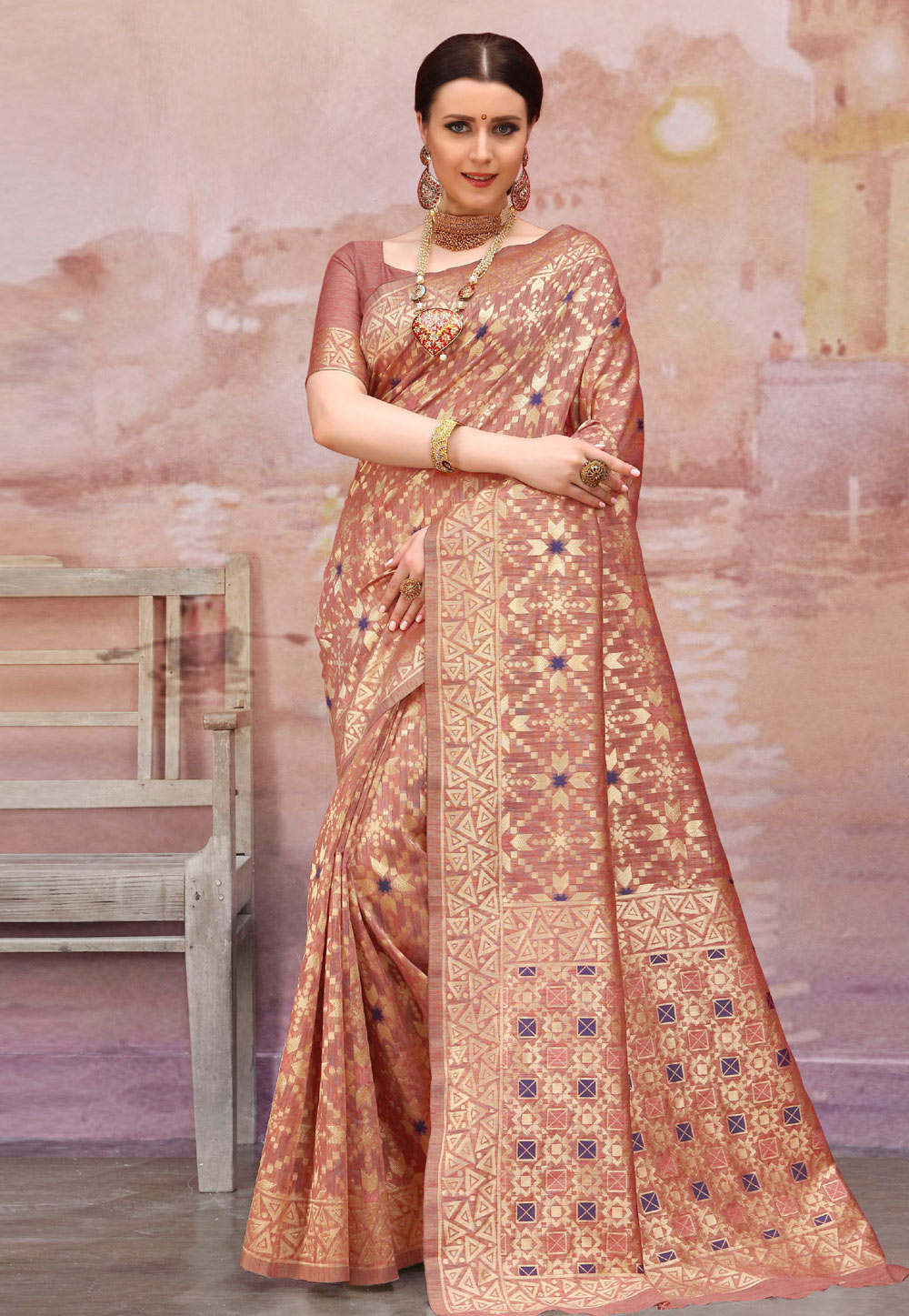 Shaded Pink Cotton Festival Wear Saree 195954