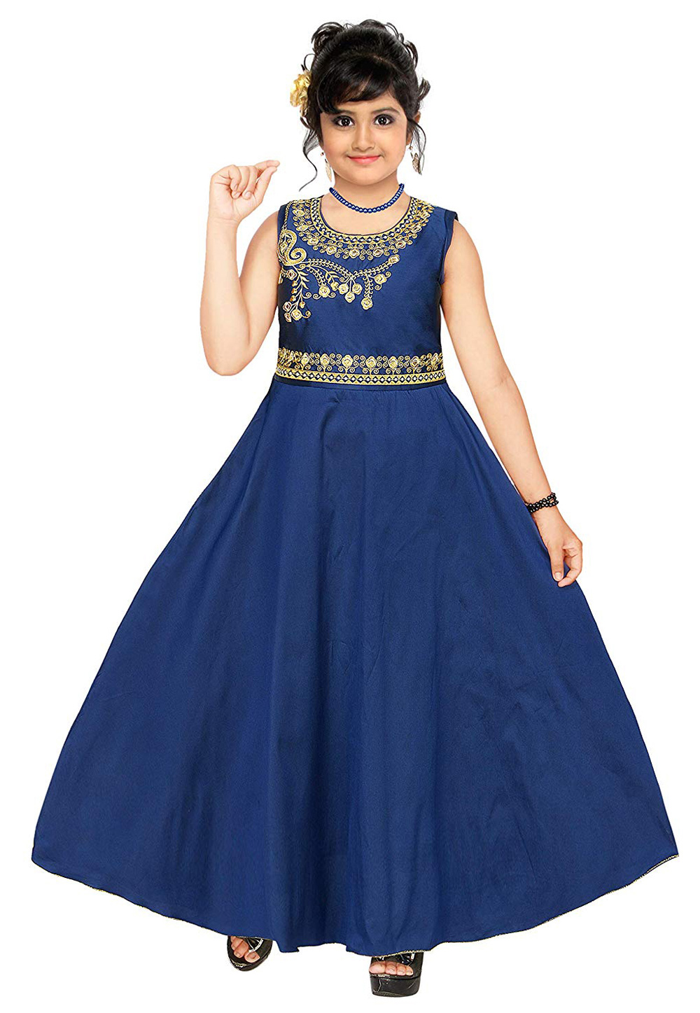 Navy Blue Taffeta Readymade Gown 202888