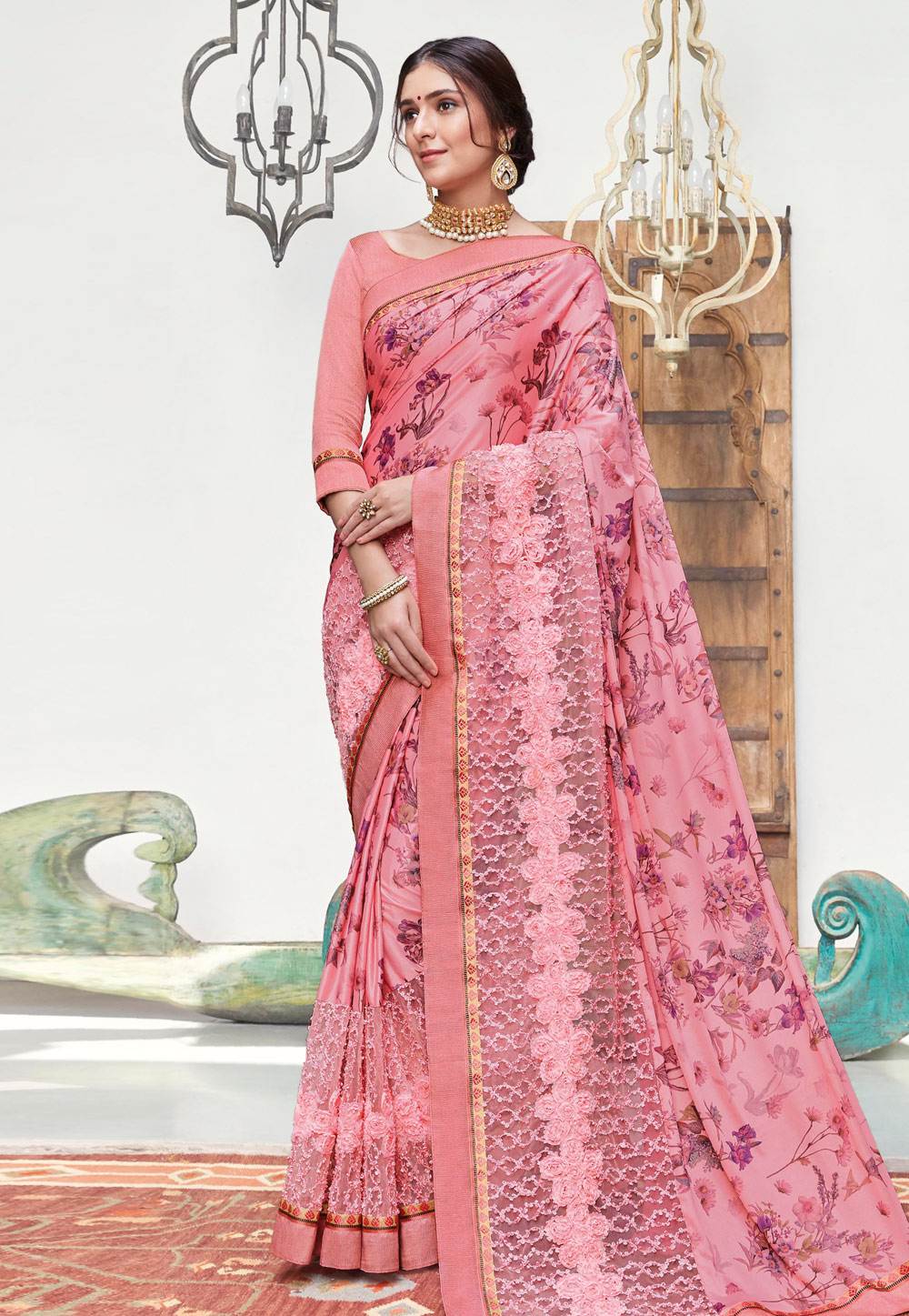 Pink Silk Festival Wear Saree 196516