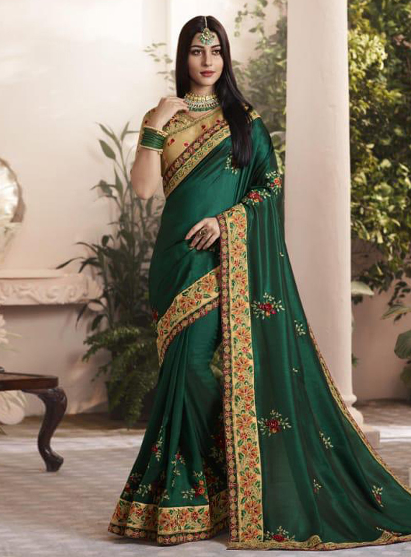 Green Silk Festival Wear Saree 153333
