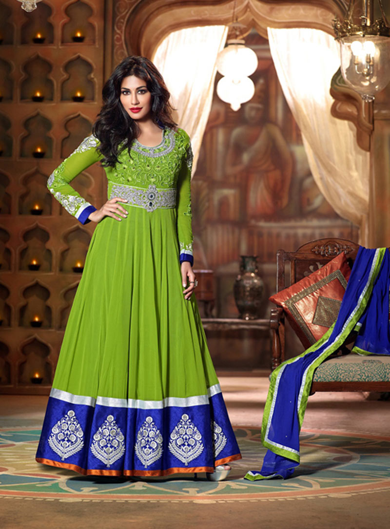 Chitrangada Singh Green Georgette Floor Length Anarkali Suit 48390