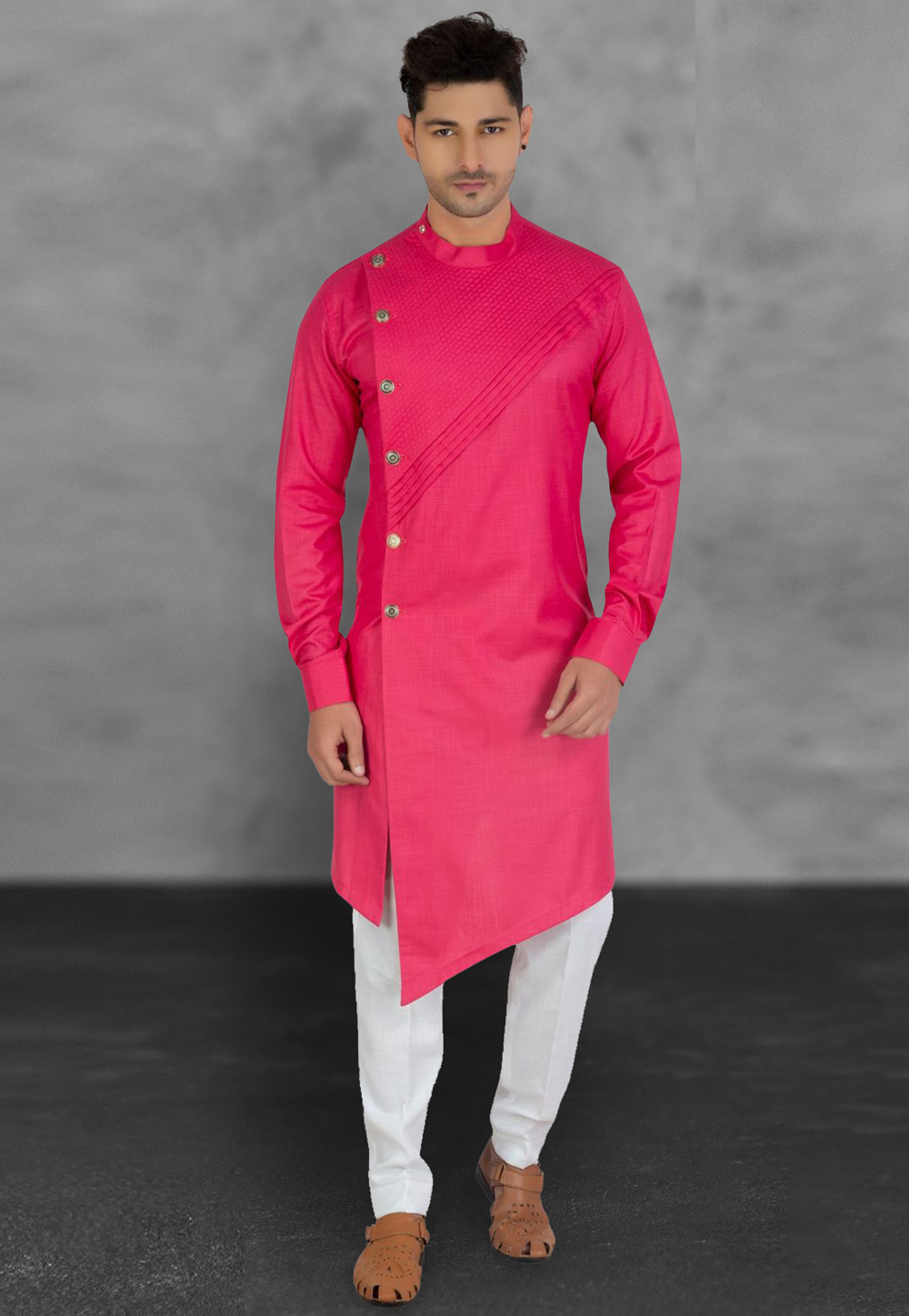 Pink Cotton Kurta Pajama 216162