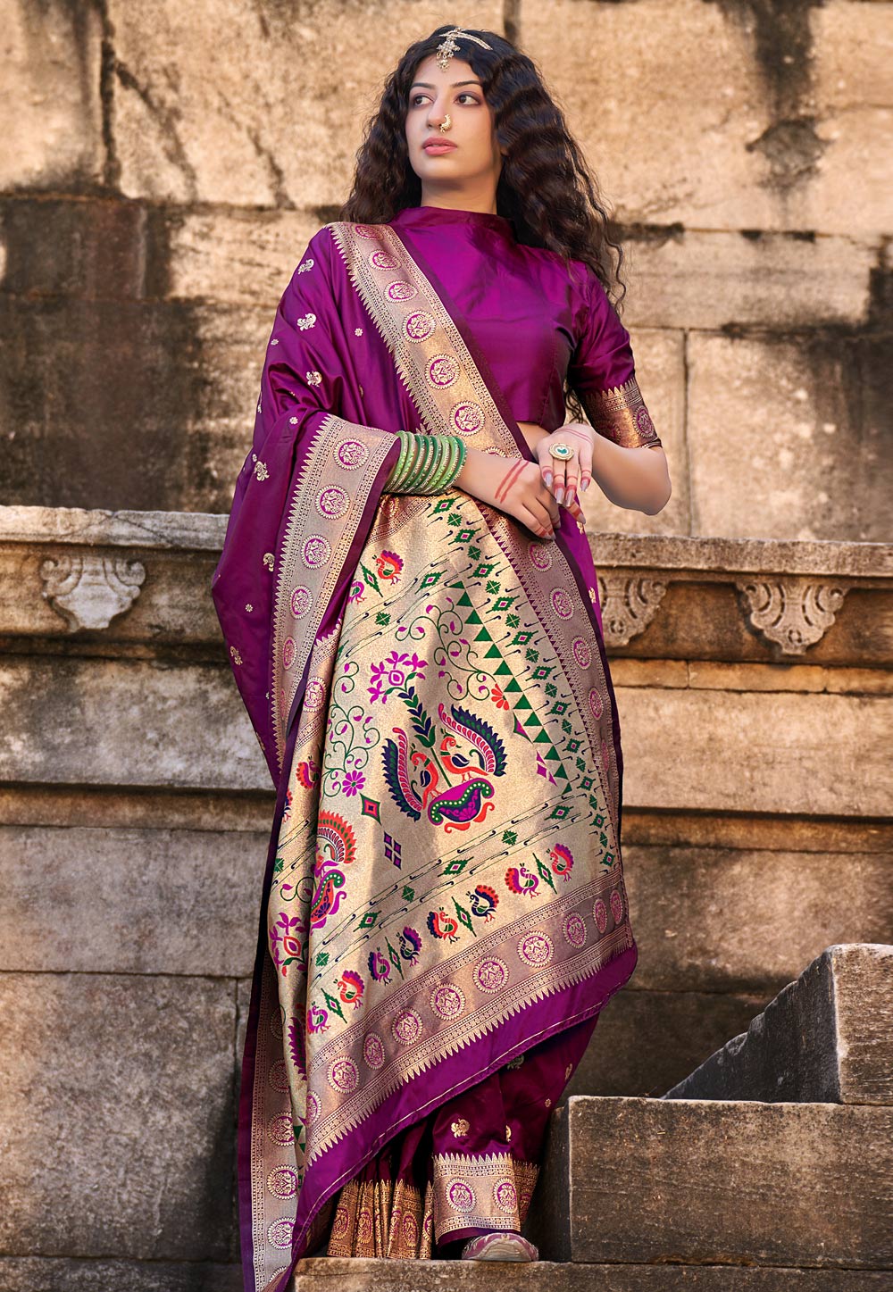 Purple Banarasi Silk Paithani Saree 241678
