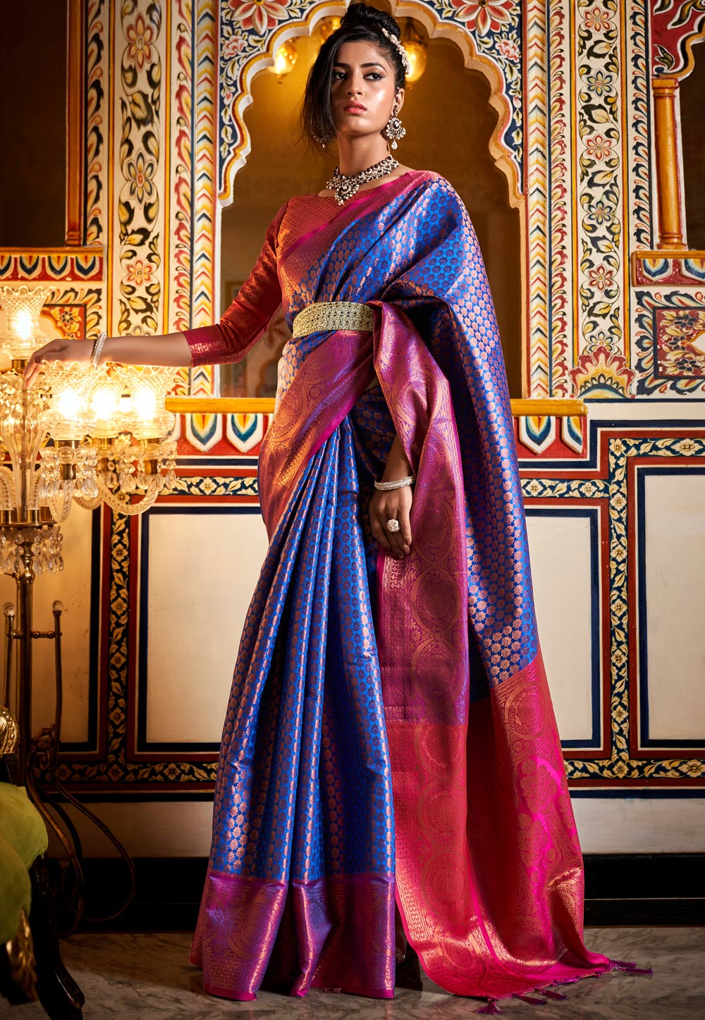Blue Kanjivaram Silk Saree With Blouse 259084
