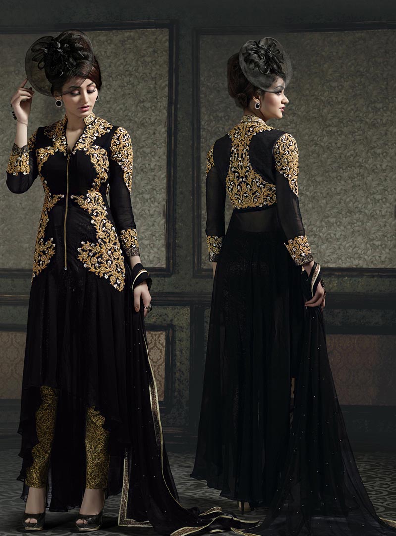 Black Georgette Designer Anarkali Suit 66180
