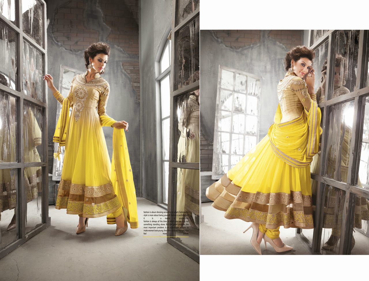 Yellow Embroidered Faux Georgette Ankle Length Anarkali Suit 34926