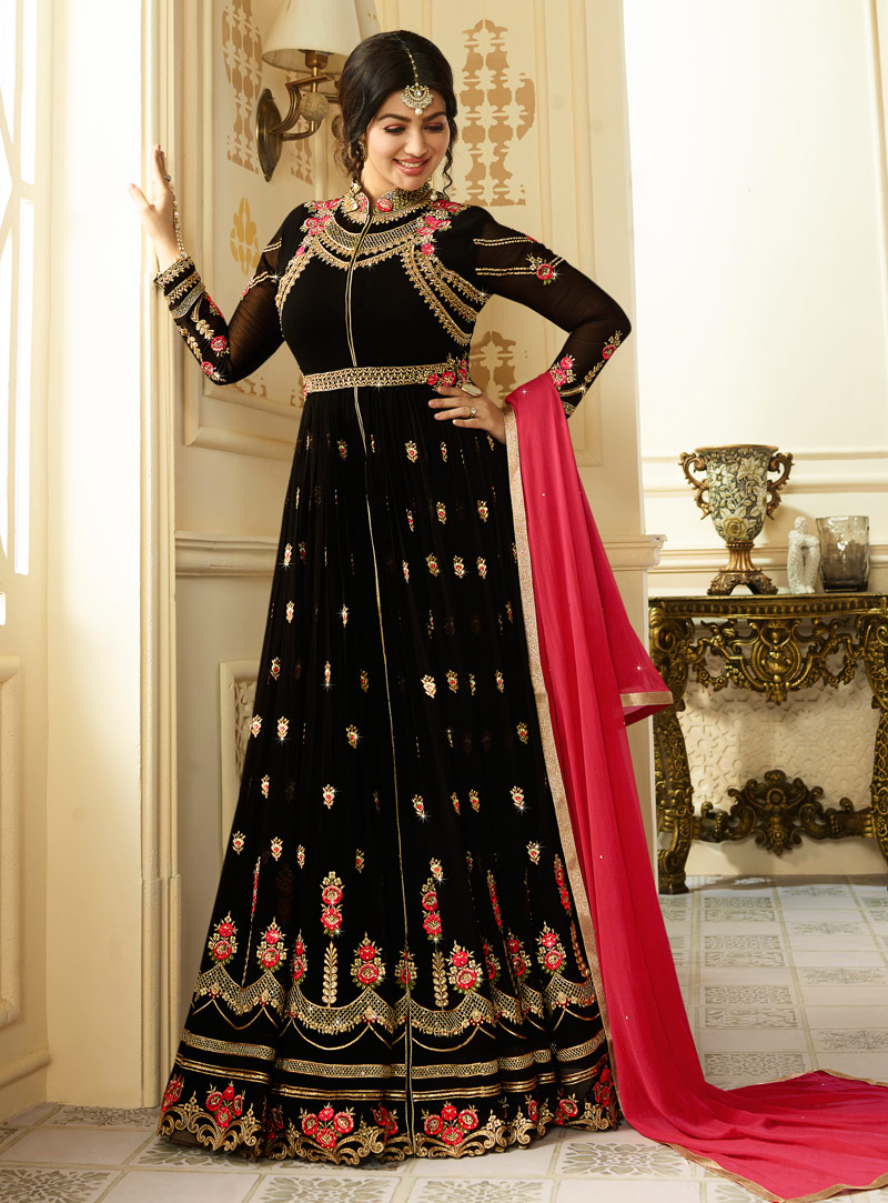 Ayesha Takia Black Georgette Floor Length Anarkali Suit 118402