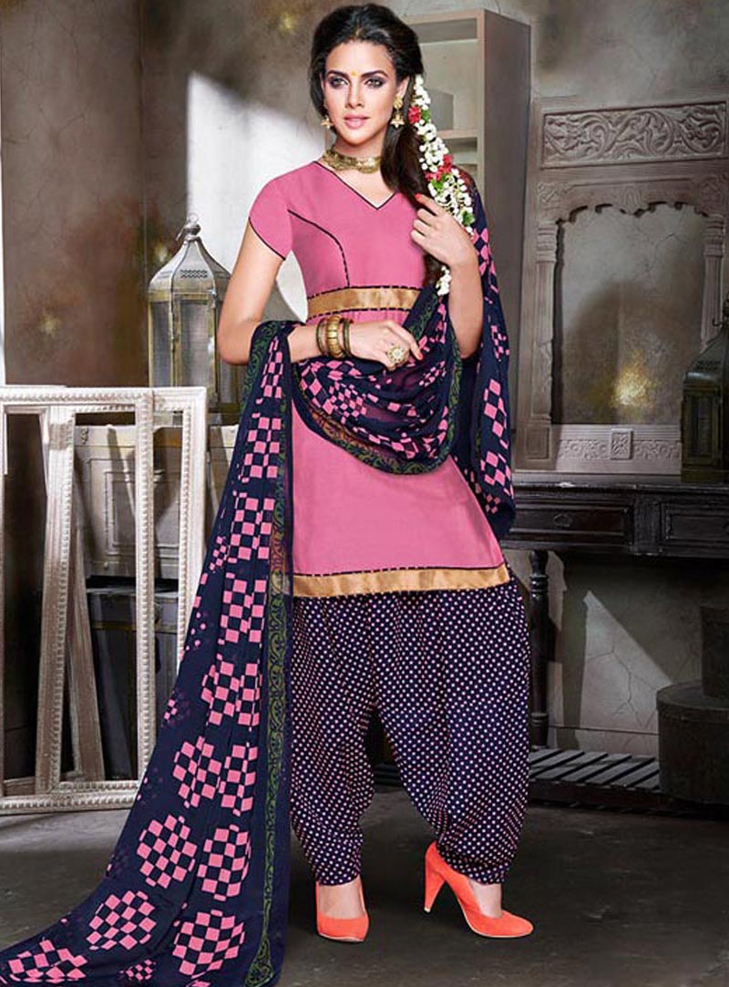 Pink Cotton Punjabi Suit 75302