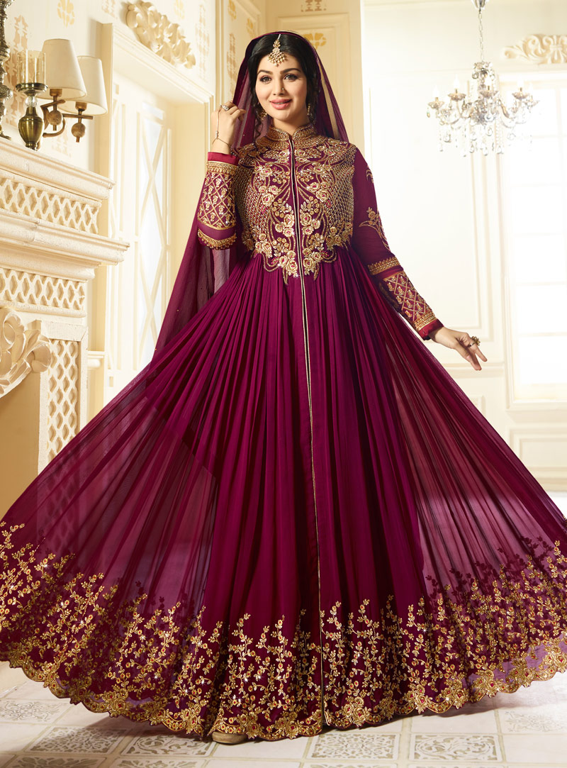 Ayesha Takia Purple Georgette Floor Length Anarkali Suit 118404