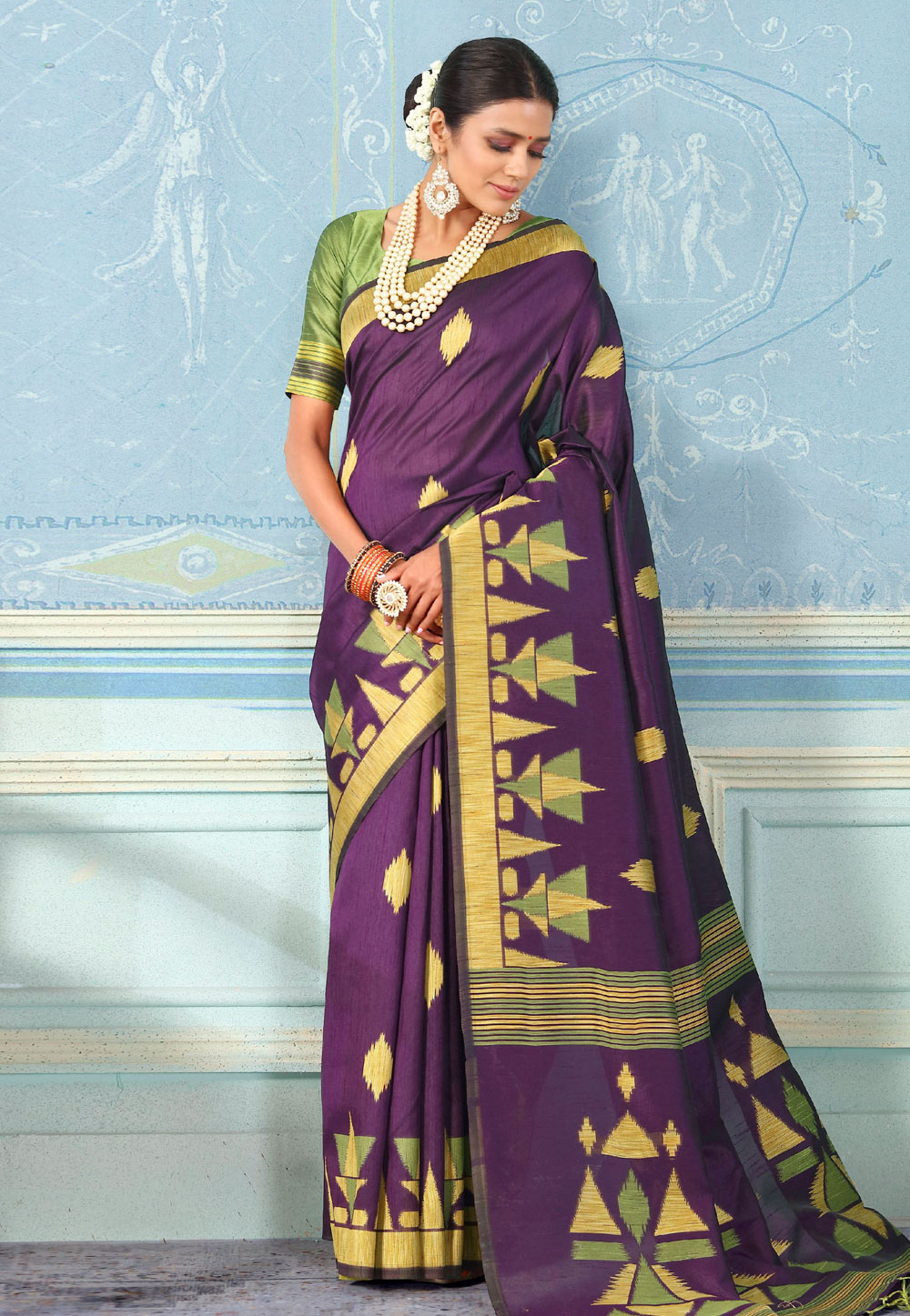 Purple Bhagalpuri Silk Festival Wear Saree 196793