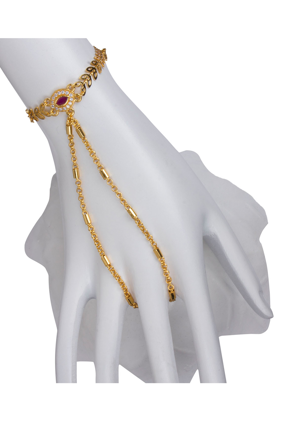 Buy Zaveri Pearls Gold Toned & White Kundan & Pearl Studded Ring Bracelet -  Bracelet for Women 10942964 | Myntra