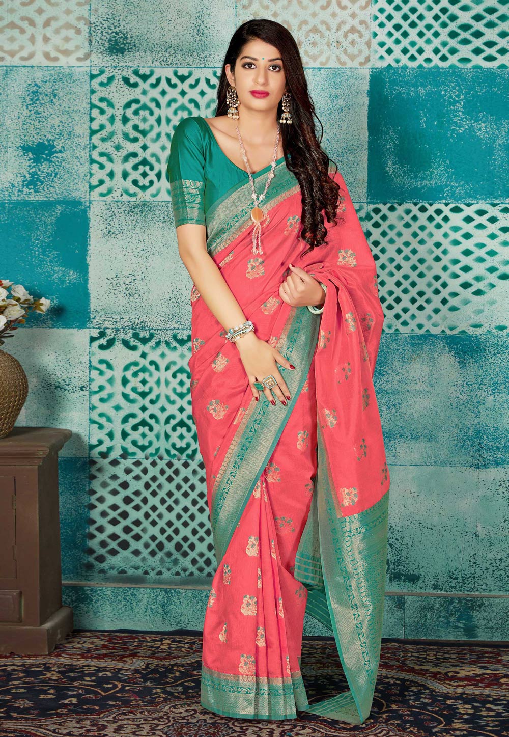 Pink Banarasi Silk Festival Wear Saree 196839