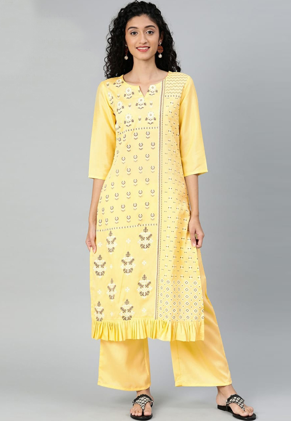 Yellow Silk Readymade Tunic 196738