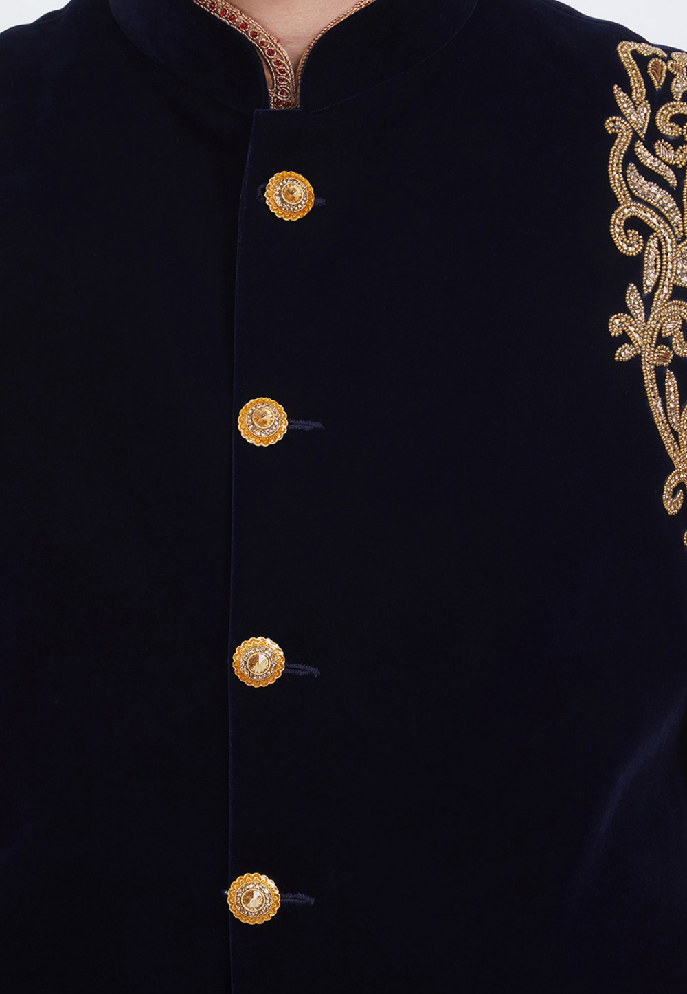 9029102021 Black Velvet Nehru Jacket 1