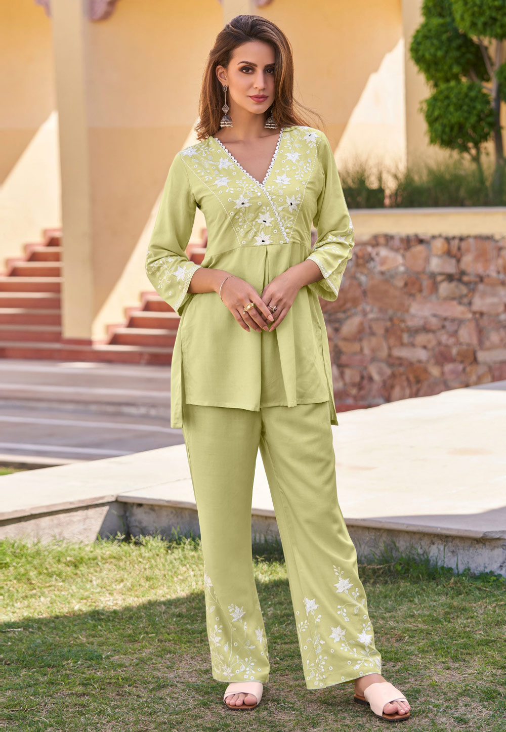 Pista Green Rayon Kurta Set With Pant 262524