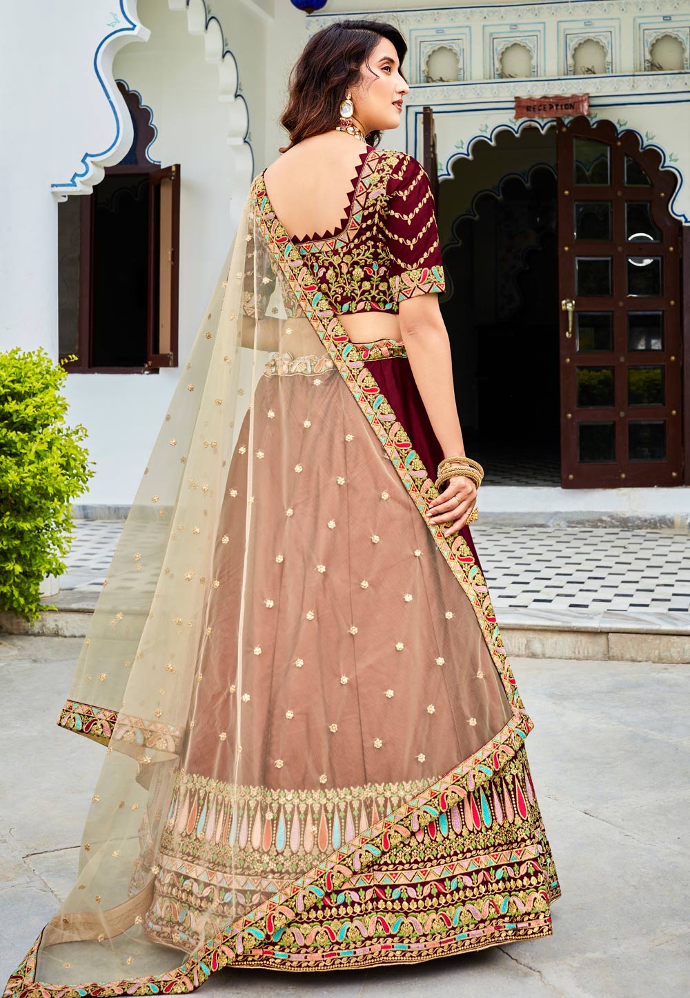 Buy Gorgeous Maroon Color Wedding Wear Velvet Embroidered Work Lehnega  Choli | Lehenga-Saree