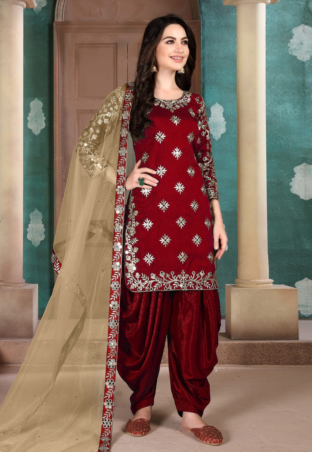 Buy online Cotton Patiala Salwar- Maroon from Churidars & Salwars for Women  by Navyou for ₹599 at 0% off | 2023 Limeroad.com