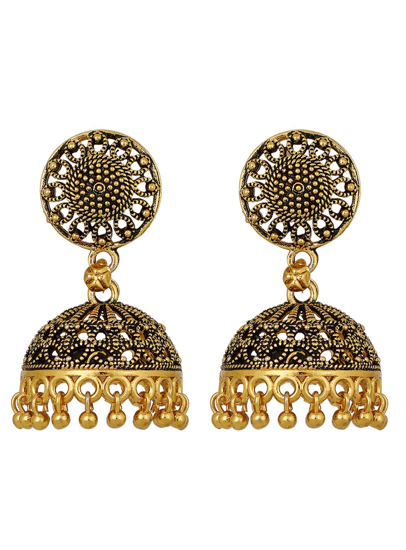 Golden Brass Earrings 150694