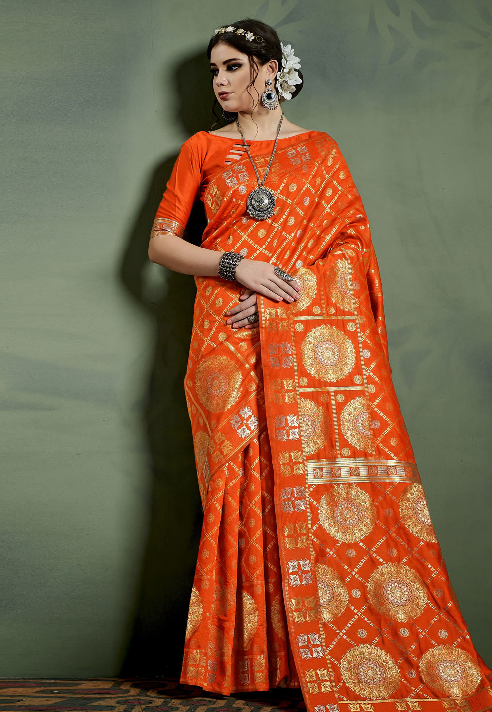 Orange Kanjivaram Festival Wear Saree 197243