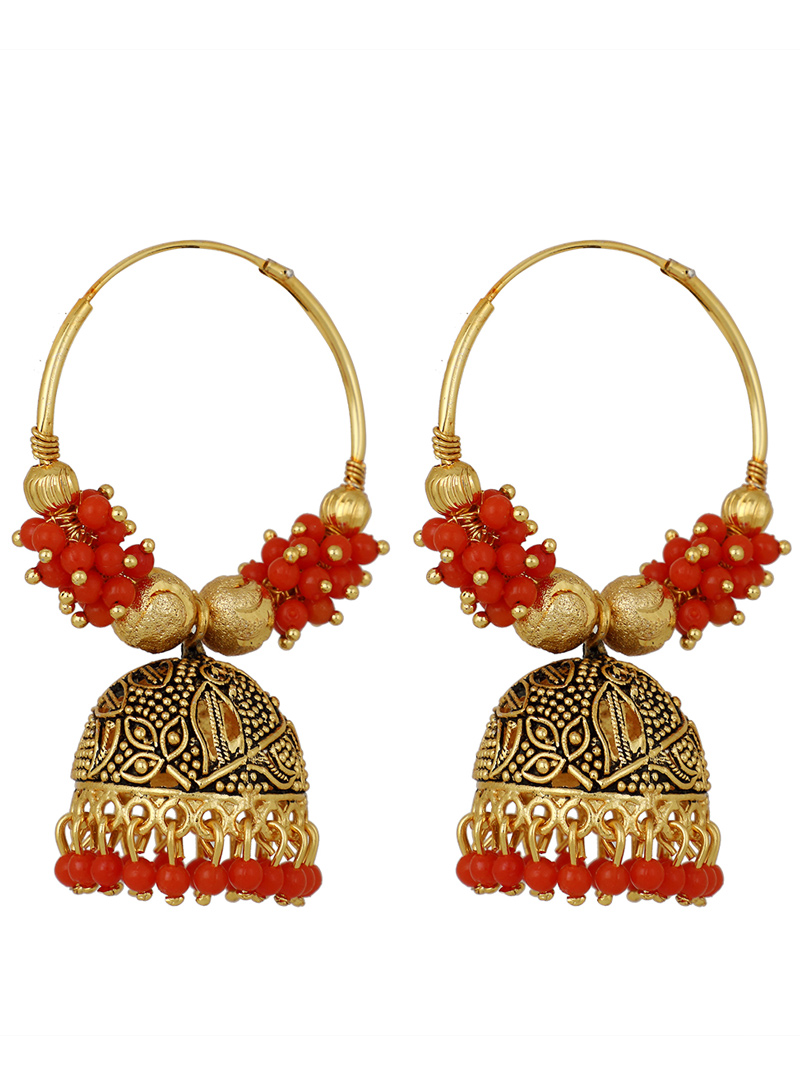 Orange Brass Earrings 150699