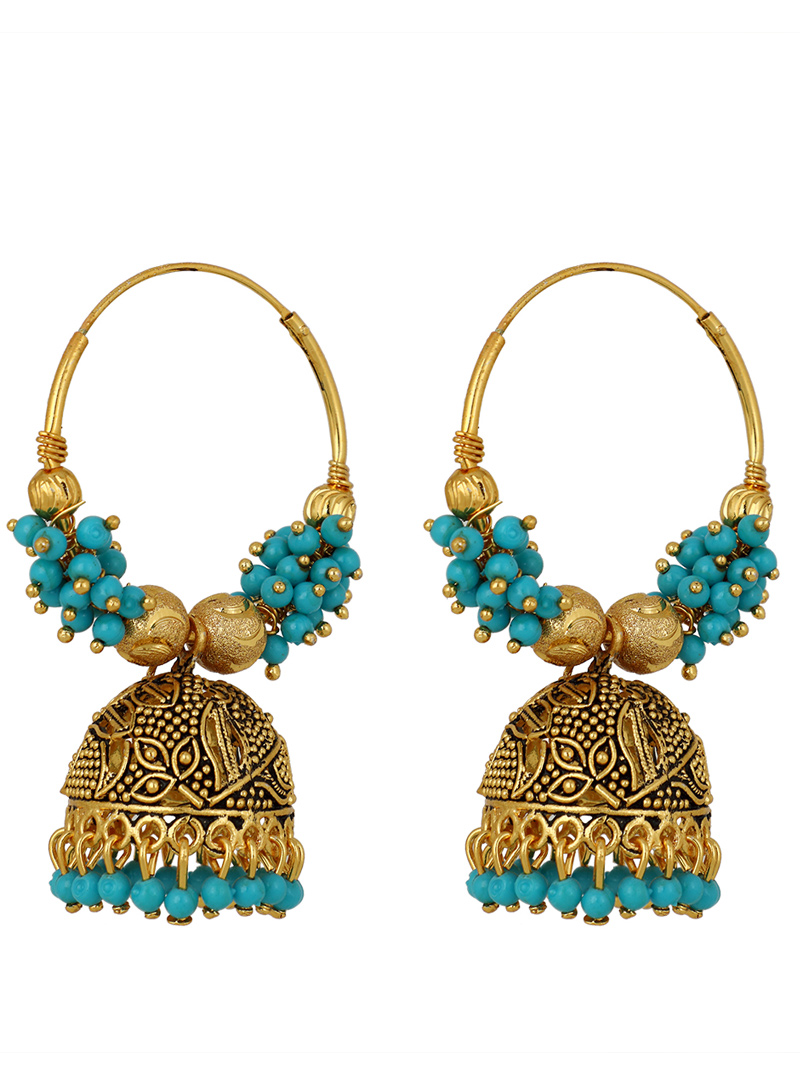 Aqua Brass Earrings 150701