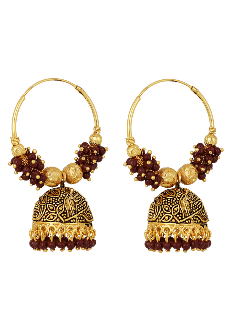 Maroon Brass Earrings 150703