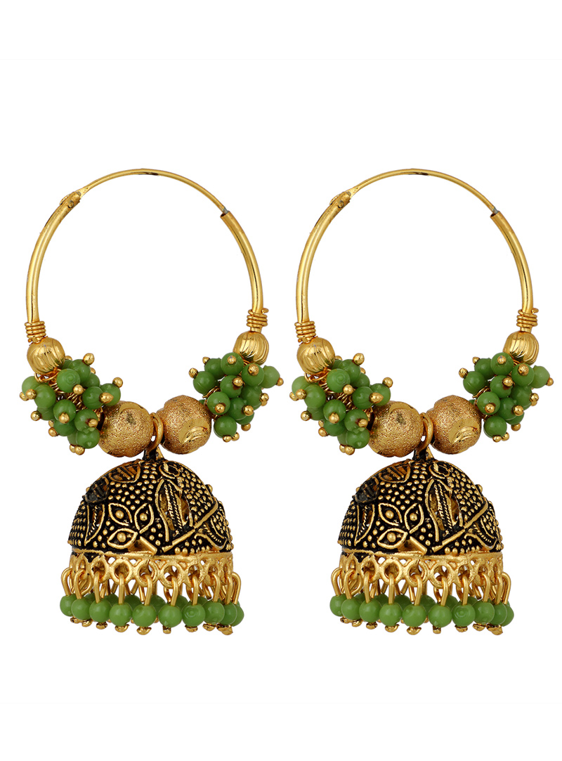 Green Brass Earrings 150705