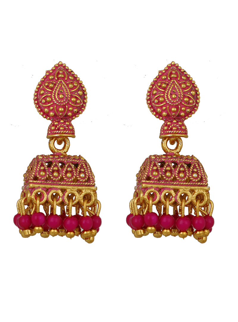 Pink Brass Earrings 150708