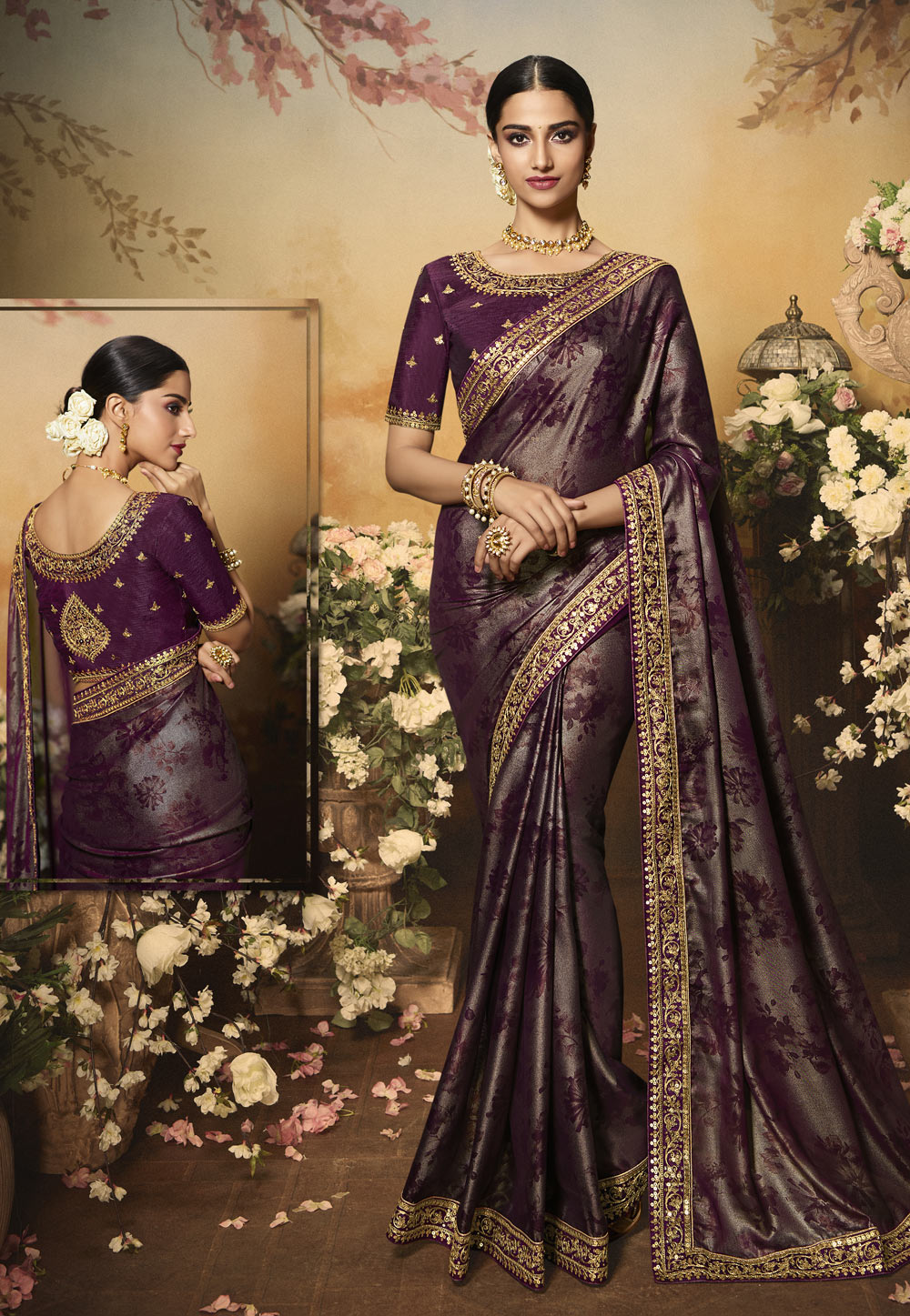Purple Faux Georgette Saree With Blouse 200450