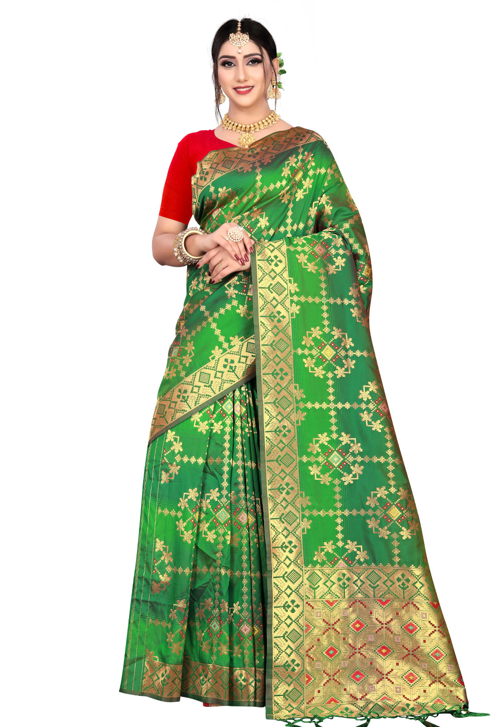 Green Silk Saree With Blouse 199395