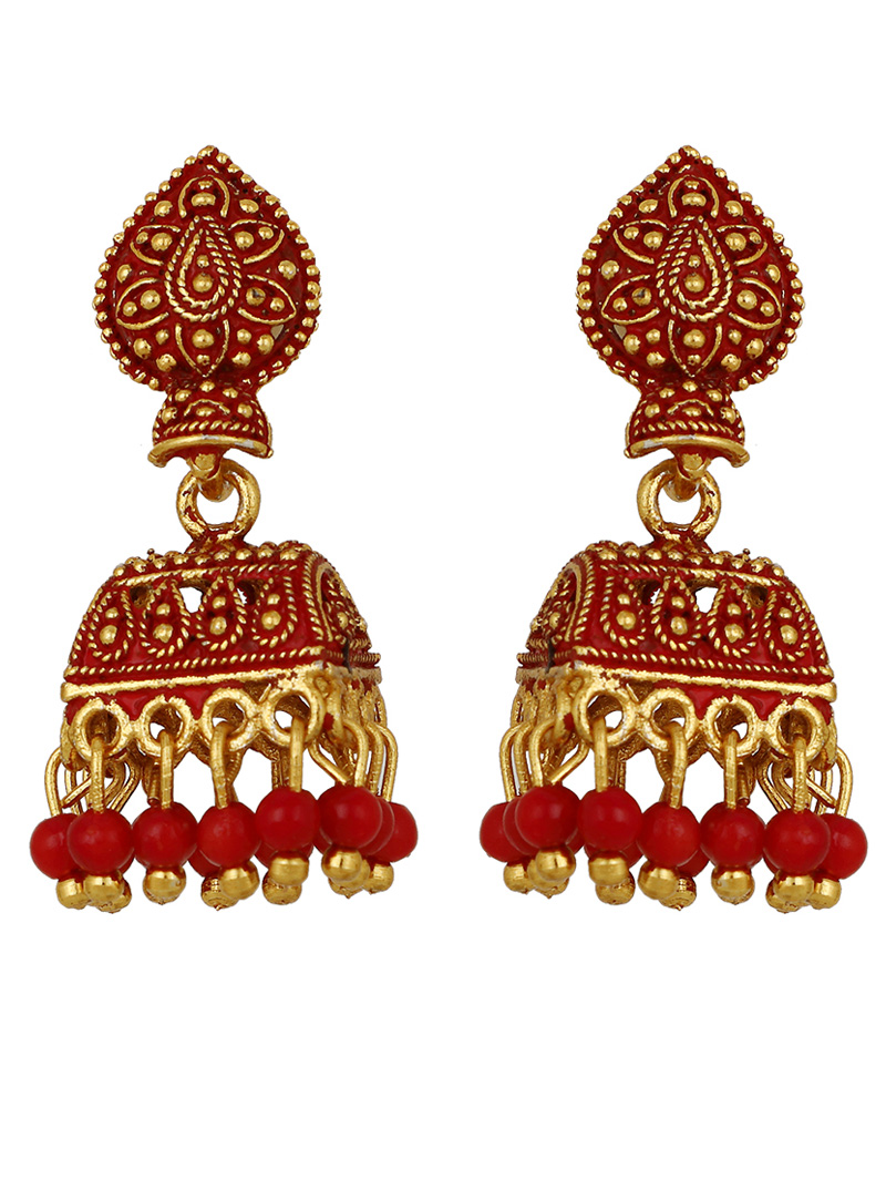 Red Brass Earrings 150713