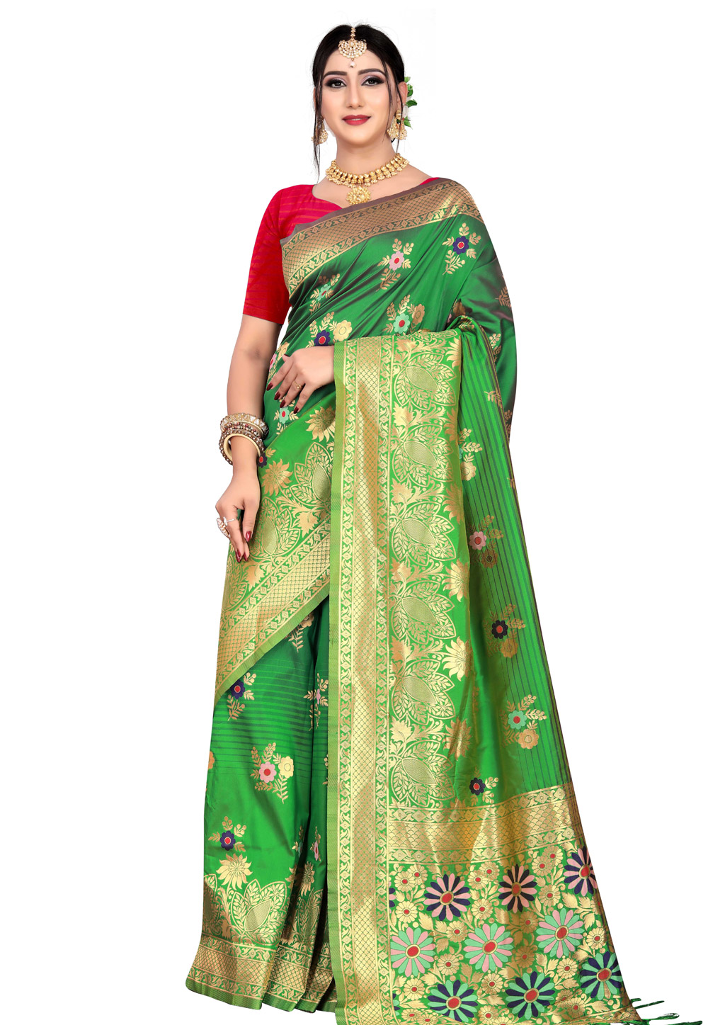 Green Silk Festival Wear Saree 199406