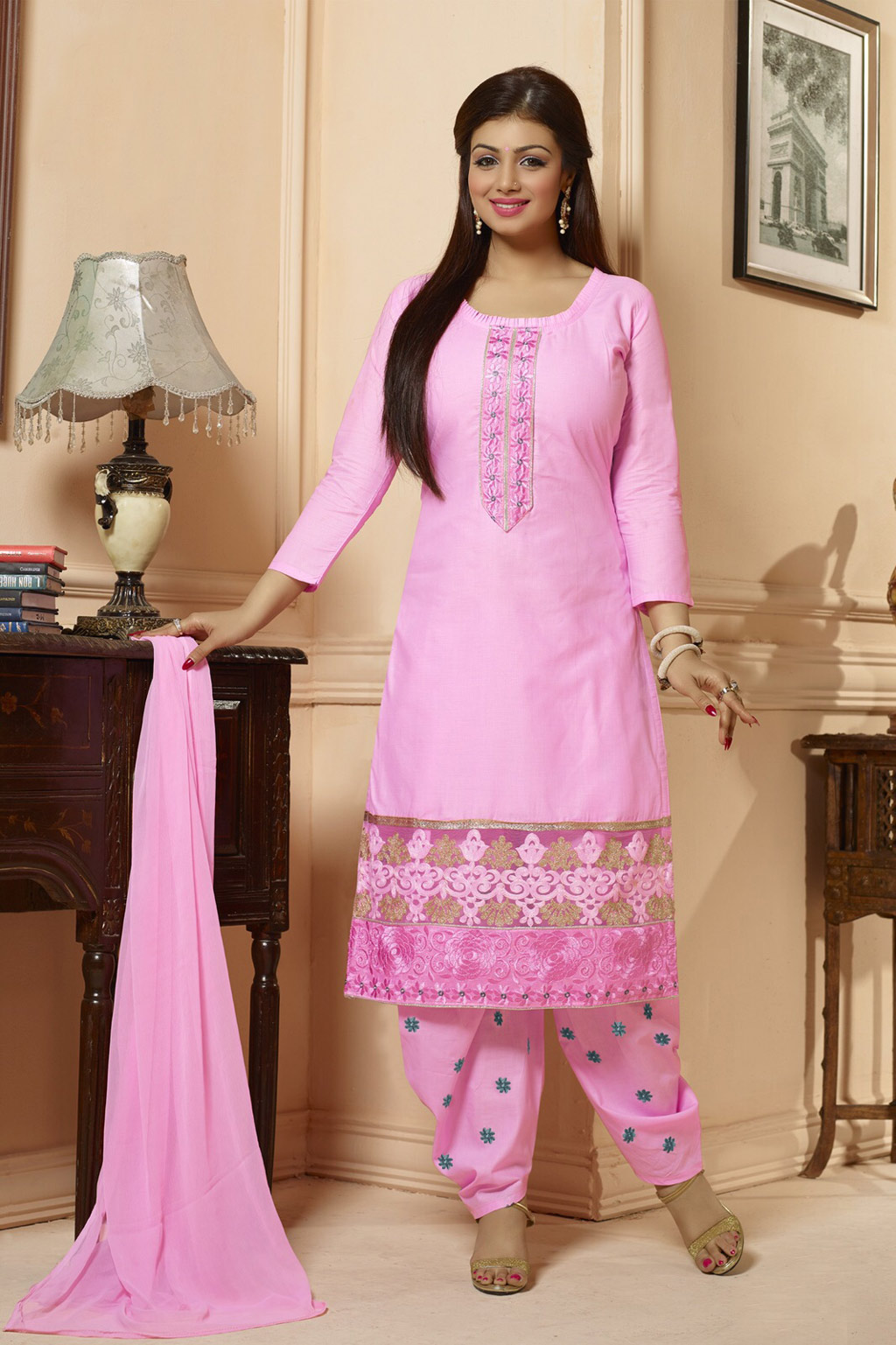Ayesha Takia Pink Cotton Punjabi Suit 60307