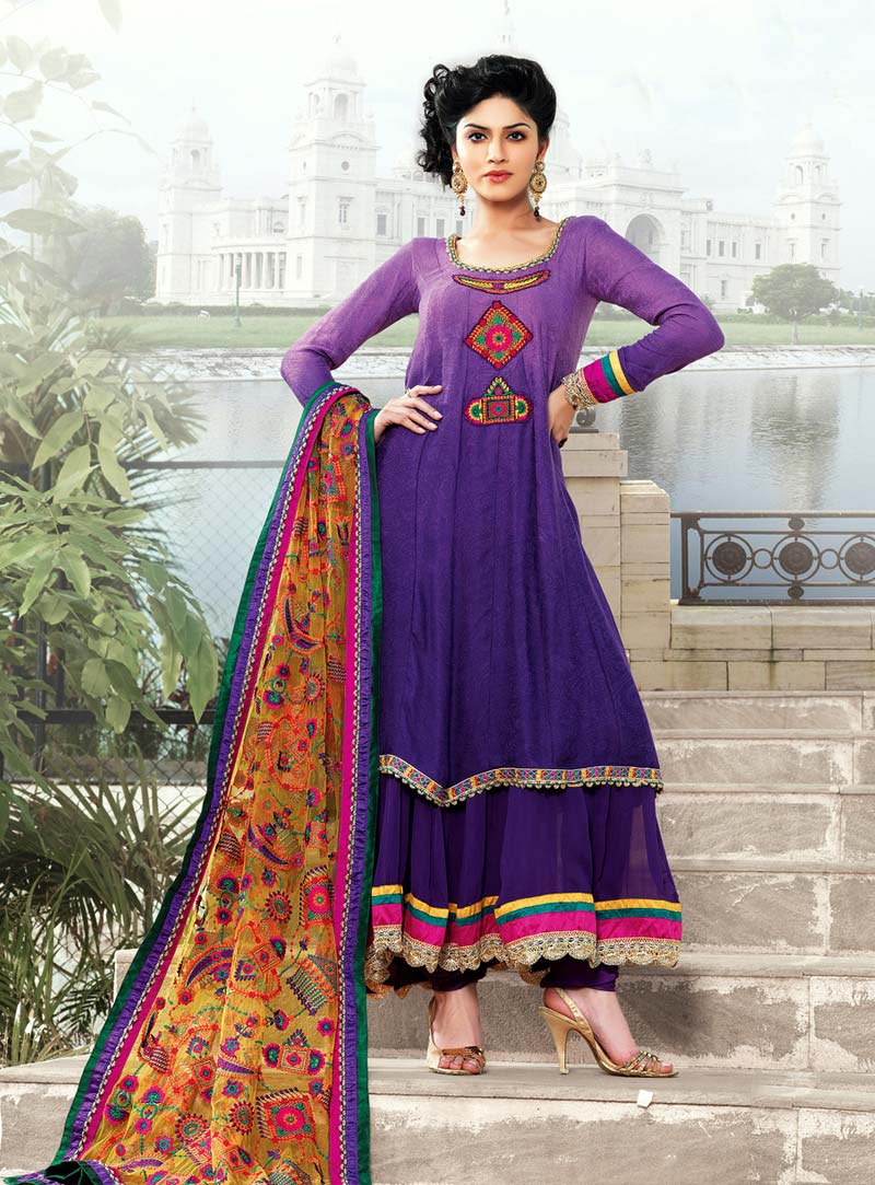 Purple Jacquard Designer Anarkali Suit 56751
