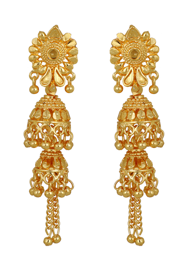 Golden Brass Earrings 150715