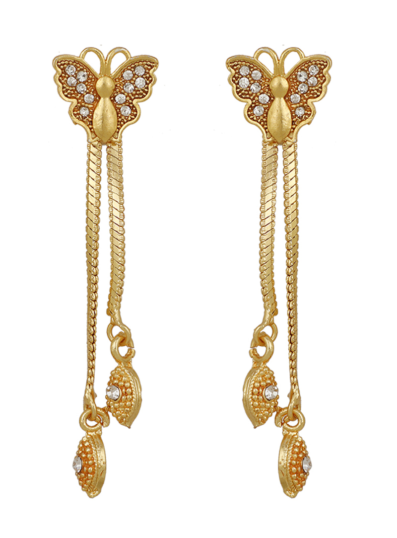 Golden Brass Butterfly Earrings 150718