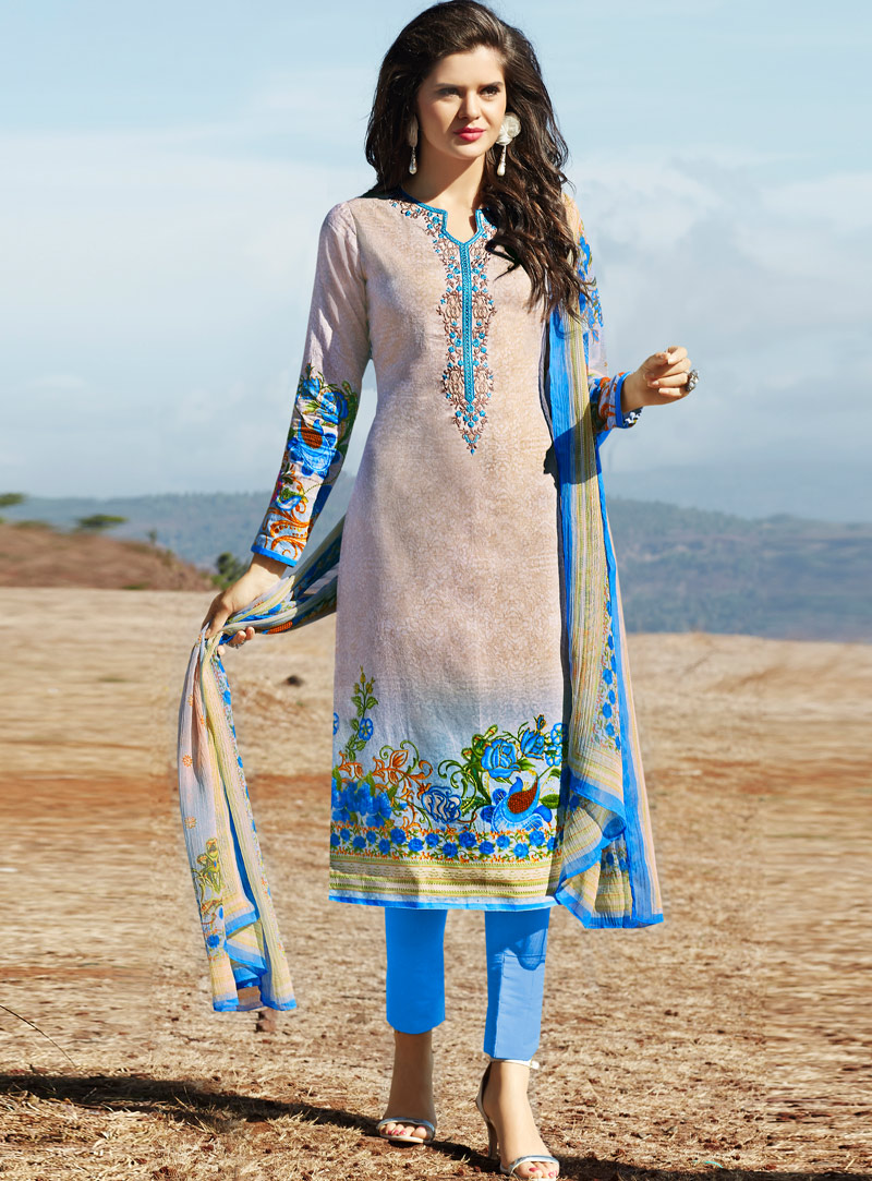 Blue Cotton Pakistani Style Suit 101152