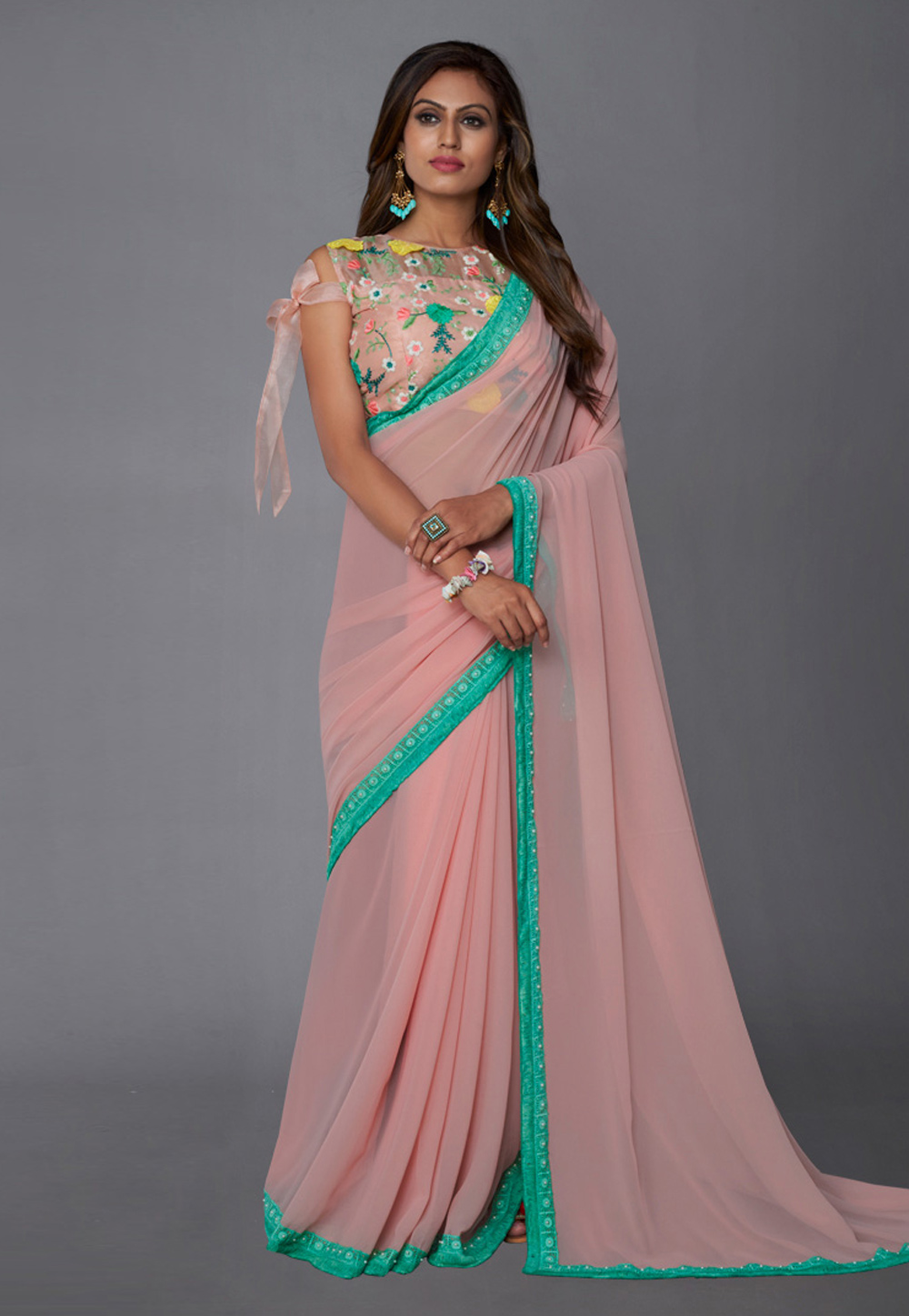 Pink Georgette Saree With Blouse 248429
