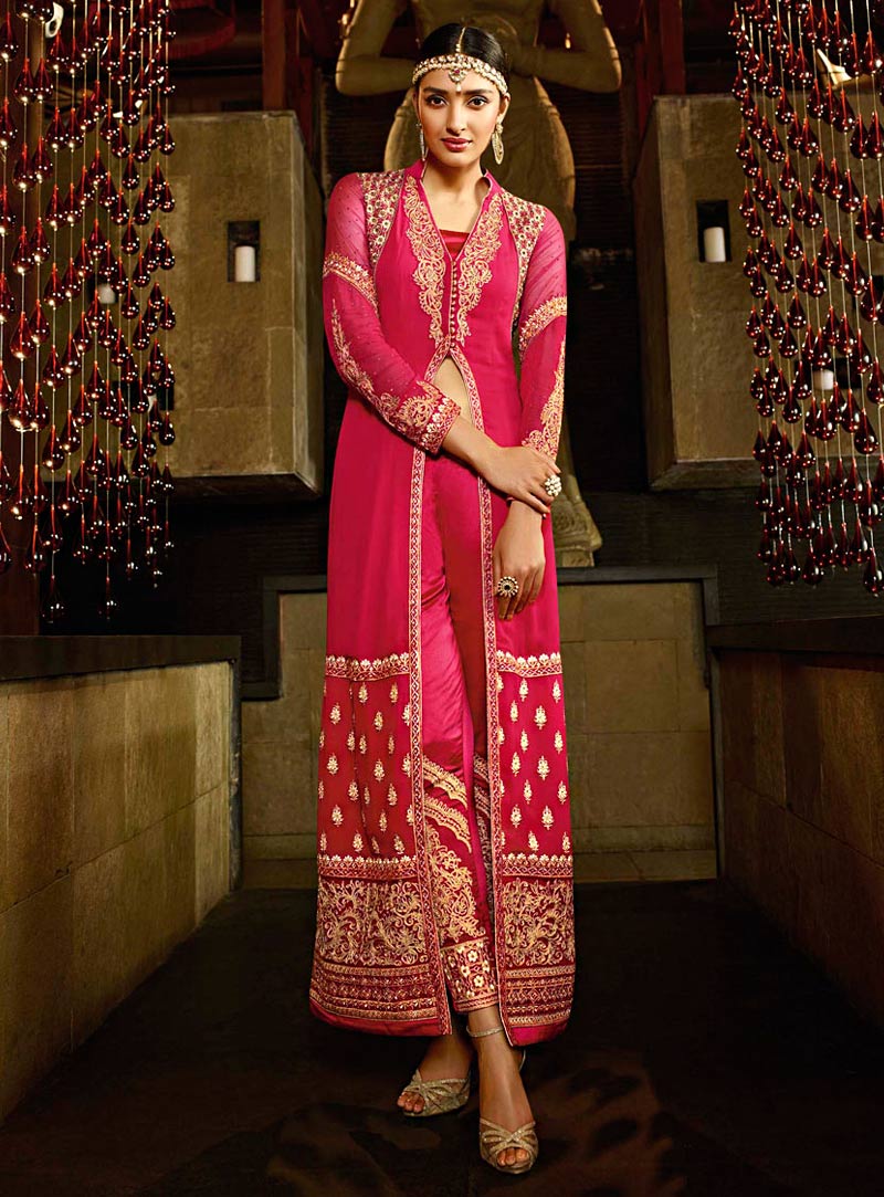 Magenta Georgette Pakistani Style Suit 71044