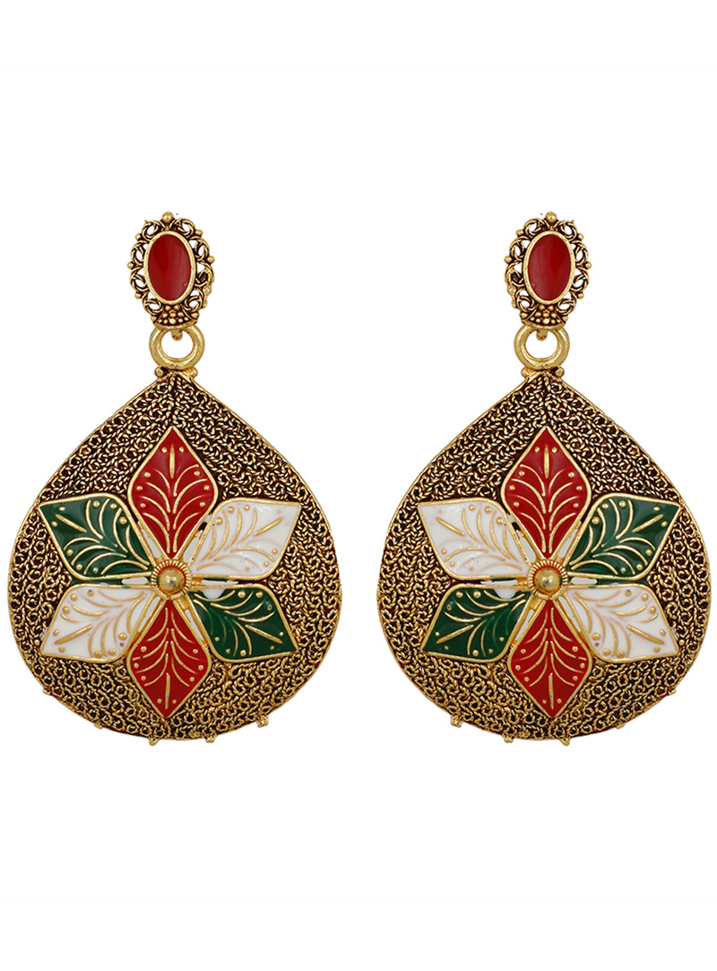 Golden Brass Earrings 150732