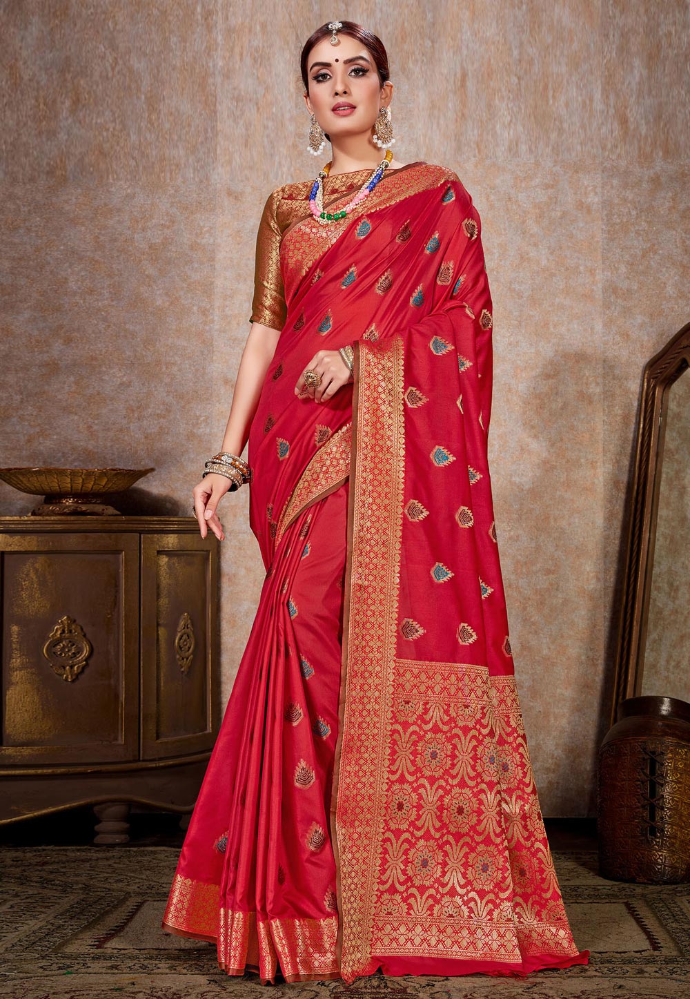 Red Kanjivaram Silk Saree With Blouse 198068