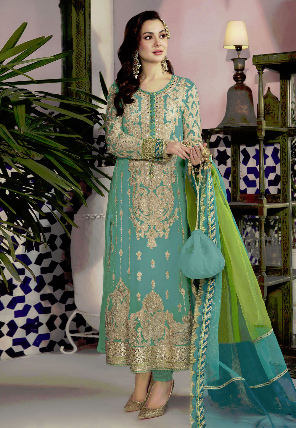 Aqua Georgette Pakistani Suit 252265