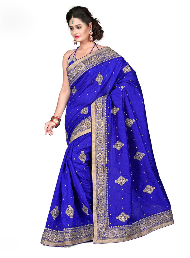 Blue Bhagalpuri Silk Saree With Blouse 59763