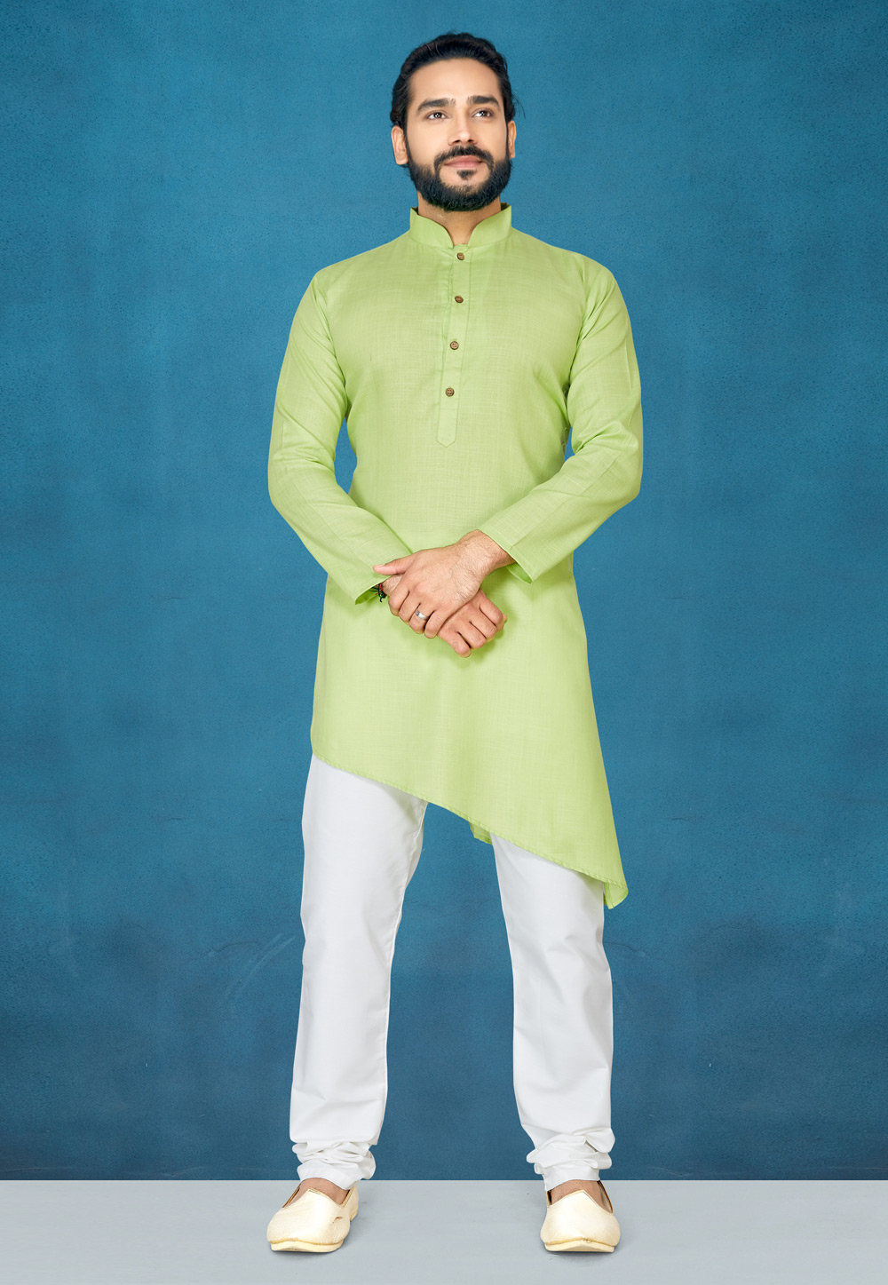 Green Cotton Readymade Kurta Pajama 185417