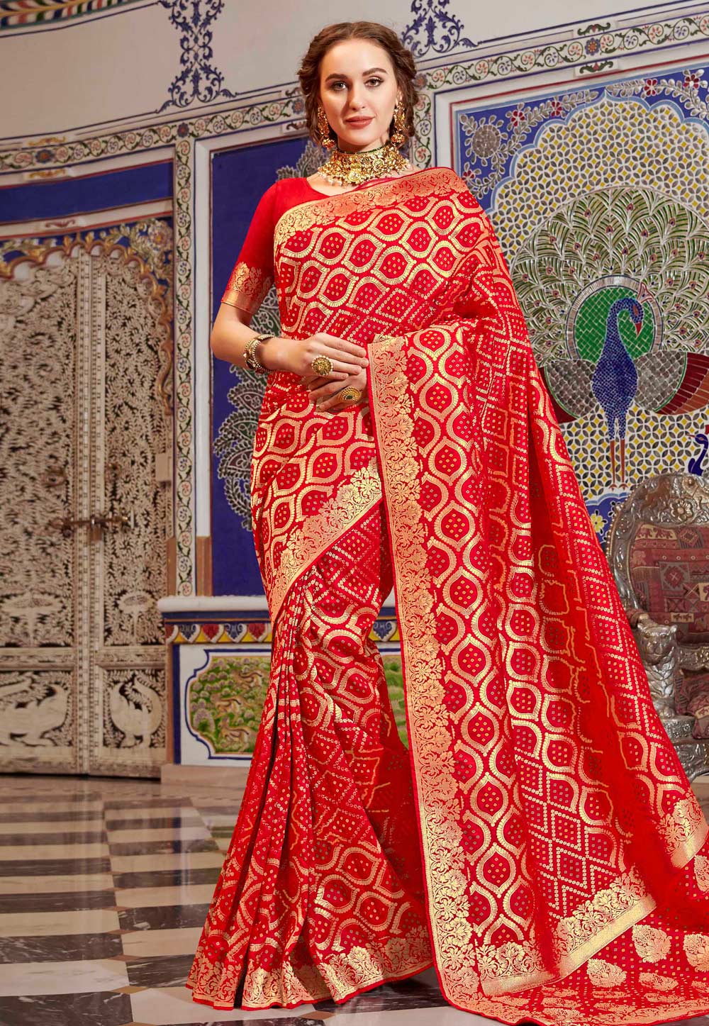 Red Silk Saree With Blouse 198076